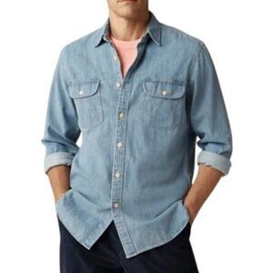 NWT J.Crew Men's M Midnight Denim Workshirt Button Front Utility Pockets Casual